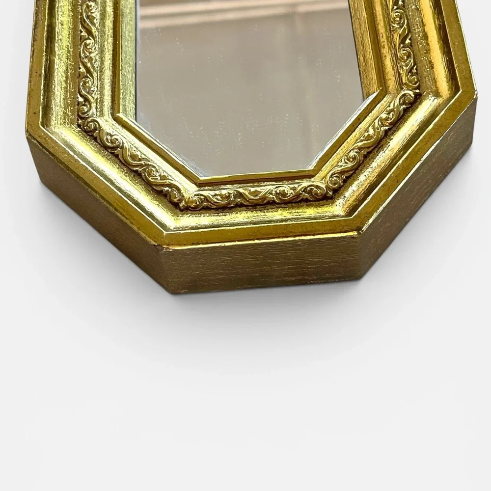 Set of 3 Vintage Ornate Gold Wall Mirrors: Hollywood Regency MCM 17" x 5" x 1" - Picture 6 of 9
